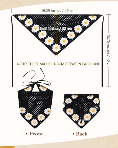 AWAYTR Crochet Head Scarf Hair Bandanas Women Knit Bandana Headband Scarf Tie-Back Head Coverings Floral Headscarf - color: Black