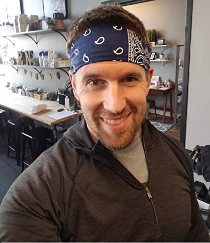 Headbands Tie on Headband for Women Men Running Athletic Hair Head Band Elastic Sports Sweat Basketball Sweatband Stetchy Yoga Workout Sweatbands Adjustable Non-Slip Moisture Wicking - color: Black