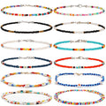 XIJIN 8Pcs Handmade Beaded Anklets for Women Boho Colorful Beads Ankle Bracelets Adjustable Foot Anklet Set - color: B