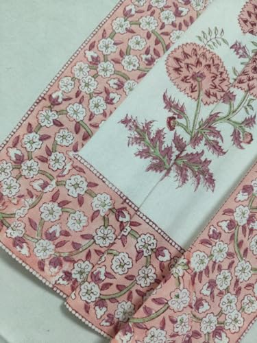 Hand Block Printed Soft 100% Cotton Fashion Neck Scarf For Women Lightweight Scarves Floral Wrap, Summer Travel & Daily Wear, Hair, Patterned, Boho, Gift