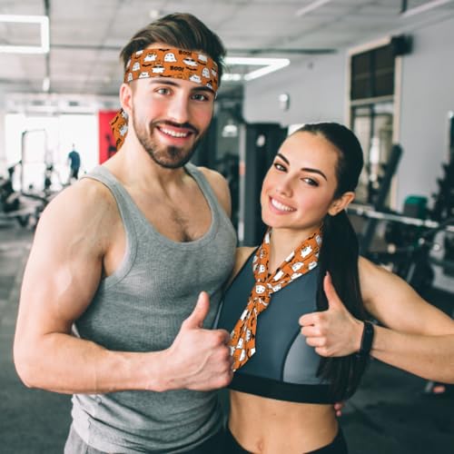 Sports Tie Headband Bandana Running Athletic Sweat Band Elastic Adjustable Sport Head Tie for Men Women Head Ties Ninja Tie Headbands Tennis Sweatbands Soccer Basketball Teams Running Head Band - color: Ghost bat