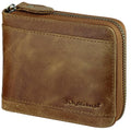 Admetus Mens RFID Blocking Wallets Zipper Leather Wallet for Men Bifold RFID Card Holder - color: Tan