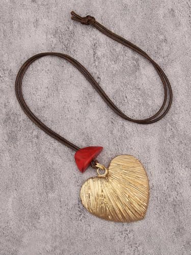 Jeilwiy Leather Necklace for Women Funky Necklace Choker String Cord Necklace with Pendant Boho Style Jewelry - style: 3D Heart Pendant