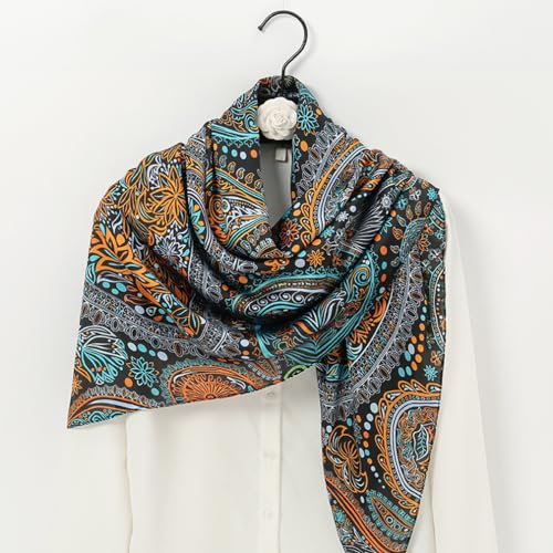 XL 43 Inch Extra Large Square Scarf Fashion Scarves Silk Feeling Hair Scarf Wrapping Scarfs Night Sleeping Headscarf - color: Ba102