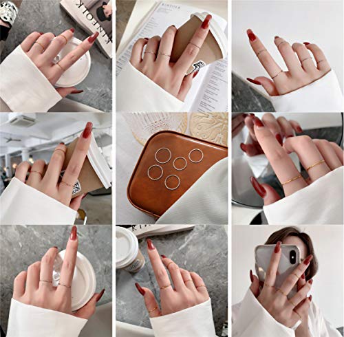 8pcs 1MM Thin Stainless Steel Knuckle Midi Stacking Rings for Women Plain Band Comfort Fit - color: Dome - Silver 8pcs(size 3 to 10)