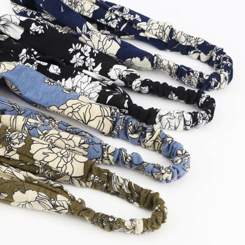 AQOKKA Elastic Knotted Headbands for Women Cloth Head Hair Bands for Women's Hair Non Slip Boho Wrap Twisted Hair Accessories（Blue, Green, Black, Navy） - color: Blue, Green, Black, Navy