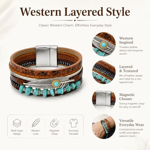 Long tiantian Western Turquoise Beaded Bracelet Set for Women Stackable Cowgirl Bracelets Boho Concho Jewelry Country Concert Rodeo Outfit Accessories Gifts - color: B4:western bracelets