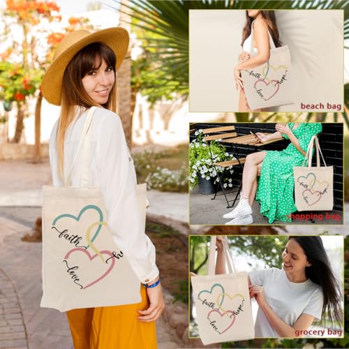 Christian Gifts for Women, Floral Faith Canvas Tote Bag, Faith Gifts for Women Mom Inspirational - color: Whimsical Christian 775