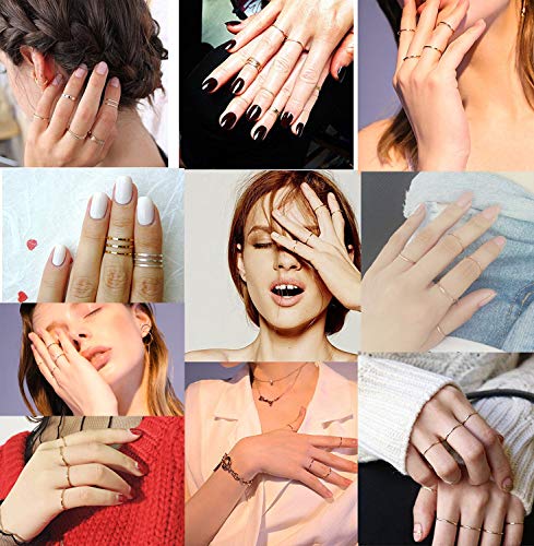 8pcs 1MM Thin Stainless Steel Knuckle Midi Stacking Rings for Women Plain Band Comfort Fit - color: Dome - Rose Gold 8pcs(size 3 to 10)