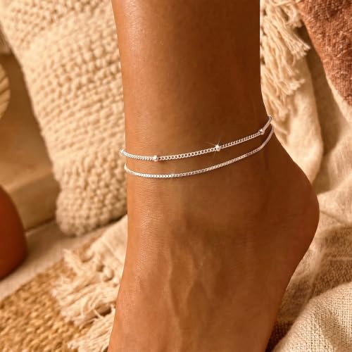 VIROMY Gold Ankle Bracelets for Women - Layered Anklets for Women Waterproof Beach Jewelry Gifts - color: Anklet D-SL