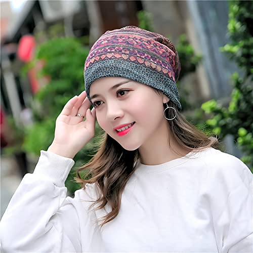 XYIYI Womens Chemo Headwear Hats Cotton Slouchy Beanie Cap Scarf - color: 2pcs Ethnic Green Blue-v