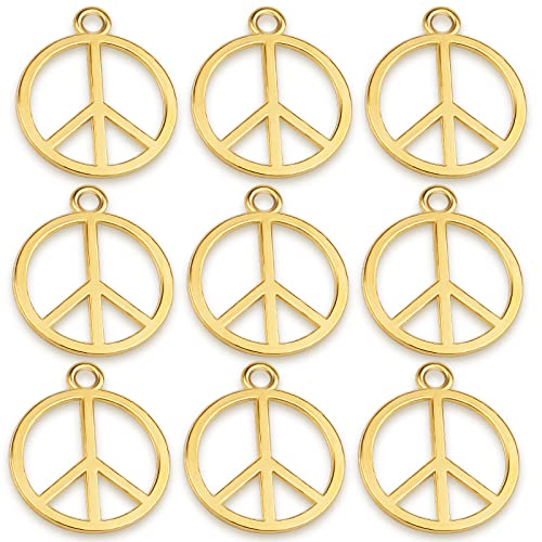 BronaGrand Sign Pendant Charms Alloy Peace Symbol Charms Peace Sign Beads Pendants Jewelry Charms Craft Supplies for DIY Necklace Bracelet Jewelry Making Accessory - color: Golden