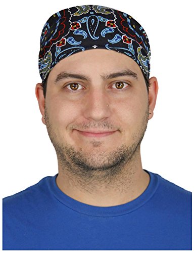 Sunshine Joy Paisley Hippie Bandana 22x22 Inches - color: Electric Blue