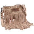 Wrangler Crossbody Small Purse for Women Wristlet Fringe Bag Western Purse - color: Angel Khaki