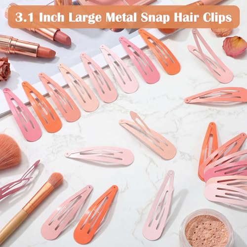 WILLBOND 30 Pieces 3.1 Inch Large Metal Snap Hair Clips Nonslip Barrettes Women Hair Accessories(Bright Colors) - color: Bright Colors, style: Minimalist