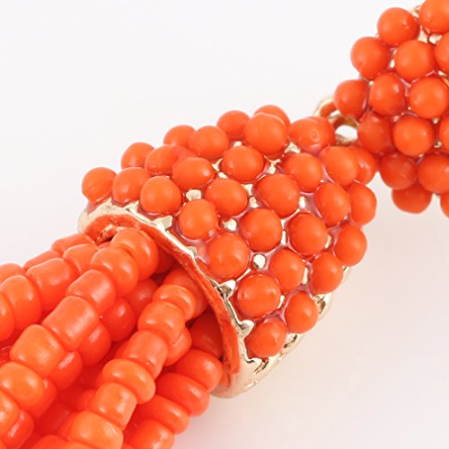 NLCAC Women's Beaded tassel earrings Long Fringe Drop Earrings Dangle 6 Colors - color: orange