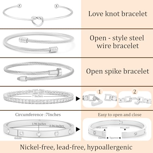 18 K Gold Plated Love Bangle Bracelet Stack Cuff Jewelry for Women Jewelry Set for Women Gift with Box - style: style13