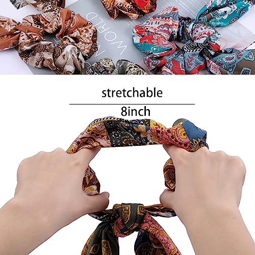 Paisley Scrunchie Hair Accessories - Chiffon Hair Scarf Bandana, Scrunchies, Ribbons, Ponytail Holders, and Bow Scrunchies for Women (6PCS) | Scrunchies with Tails,Hair Scarves,Hair Bows,Bandana Scrunchies,Scarf Ponytail Holder,Hair Accessories for Women