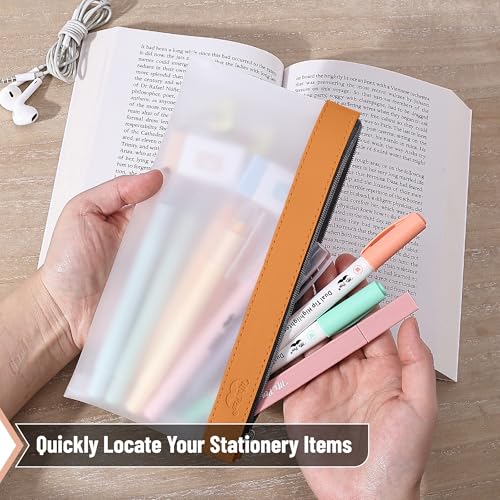 Mr. Pen- Clear Pencil Pouch, 8.50"x4.25", 3 Pack, Durable TPU Material | Medium Water-Resistant Pencil Bags with Smooth Zipper, Multipurpose Clear Pouch for Stationery, School, Office - color: Earthy, size: 3 Pack, Medium