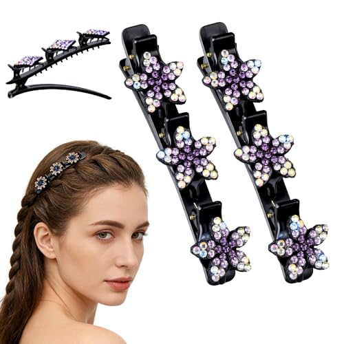 Sparkling Crystal Stone Braided Hair Clips, 2026 New Rhinestone Hair Clips Hair Braid Clips, Girls/Women Hair Accessories for Styling Sectioning (5#) - color: 5#