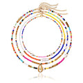 Wellike Freshwater Pearl Beaded Necklace for Women Handmade Boho Colorful Glass Beads Choker Necklace Stainless Steel 18K Gold Plated Bohemian Women Summer Jewelry Gifts - color: KKWX919AMZ