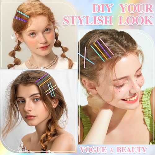 150 Pcs 2.2 Inch Mix Colorful Bobby Pin for Girls Women, Hair Pins with Cute Box, Colored Bobby Pins for Hair, Bobby Hair Pins Great for All Hair Types - color: Multi-colored(2.2Inch)