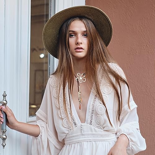 HUASAI Choker Necklace for Women Boho Necklaces Country Concert Outfits for Women Layered Western Choker Necklace Boho Cowgirl Jewelry Accessories Dress - color: J:Flower Boho Necklace