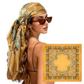 Large Square Head Scarf Bandana - 35" Satin Hair Scarf for Women Like Silk Scarf Fashion Hair Wrapping - color: Paisley(brown), size: 35IN*35IN