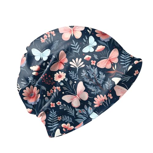 Chemo Caps Slouchy Beanie Hat Stretch Cancer Head Wraps Turban Sleep Headwear Scarf for Women Girls Men - color: I-7-butterfly Flower