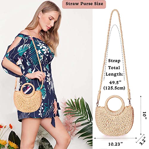 Dailyacc Straw Shoulder Bag For Women Woven Purse Beach Envelope Clutch Straws Wallet | Straw - color: Tote-brown