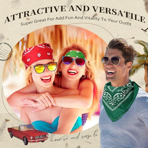Suhine 24 Pcs Bandanas Bulk for Women Men 22 x 22 Inch Paisley Outdoor Headband Cowboy Handkerchief Summer - color: 12 Colors D