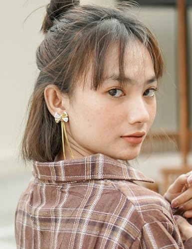 Long Dangle Earrings for Women – Elegant Dainty Tassel 18K Gold Plated Earrings for Womens in Prom Lightweight and Hypoallergenic Dangling Gold Earings for Women and Teens - color: Idylle Gold