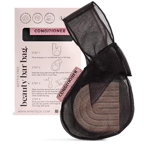 Kitsch Bar Soap Saver Pouch – Patented Mesh Soap Bag for Shampoo and Conditioner Bars - Extends Use & Prevents Soggy Mess - Recycled Beauty Bar Bag, Eco-Friendly - Black - color: Black