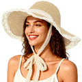 Beach Hats for Women - Beach Hat Womens UPF 50+, Packable Sun Hat Women Roll Up, Wide Brim Straw Hat for Women - color: Beige Sun Hat
