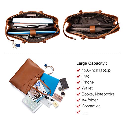LOVEVOOK Laptop Tote Bag for Women,15.6 Inch Waterproof Computer Bags Women Business Office Work Bag Briefcase, Brown - color: Brown 15.6 Inch, size: 15.6 inch