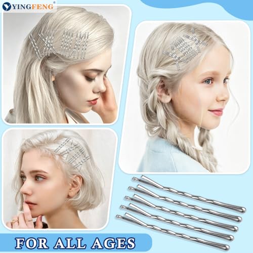330 Pcs 2.2 Inch Hair Bobby Pins Silver With Box, Silver Bobby Pins For Gray Hair, YINGFENG Reusable Non Slip Hair Pins, This Gray Hair Pins For Women, Girls And Kids - color: Silver(2.2Inch)