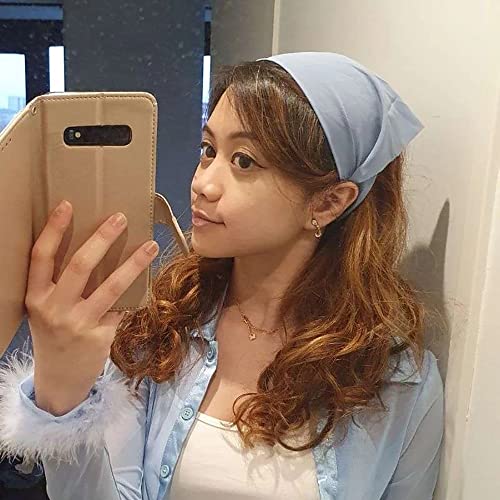 Vercret 6 Pack Hair Scarf Headband for Women Elastic Bandana Head Scarf Large Boho Triangle Kerchief with Clips Non Slip Scarves - color: H Warm Colors