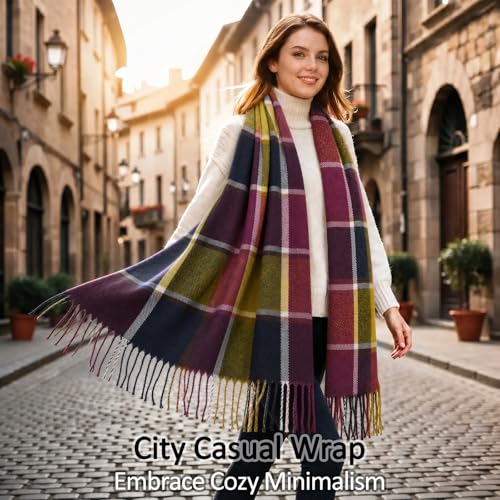 Loritta Womens Scarf Fashion Long Plaid Shawls Wraps Big Grid Winter Warm Lattice Large Scarves Gifts - color: Color Lattice