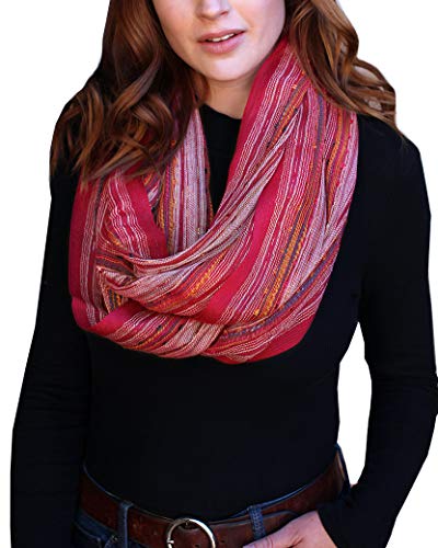 Anika Dali (15 Colors) Shimmer Sparkle Infinity Scarf, Women's Festival Bliss Lightweight Fashion Shawl - color: Red Vogue