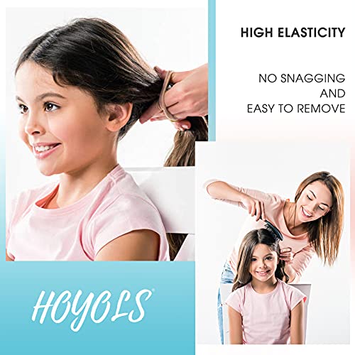 HOYOLS Large Fabric Hair Ties Soft & Gentle Bands Ponytail Holder for Thick Heavy Curly Hair, No Slip No Damage Seamless Scrunchies Headbands 100 Pcs (Caramel) - color: Caramel