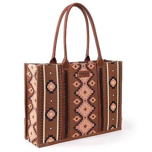 Wrangler Aztec Tote Bag for Women Boho Shoulder Purses and Handbags - color: Angel Diamond Oakwood