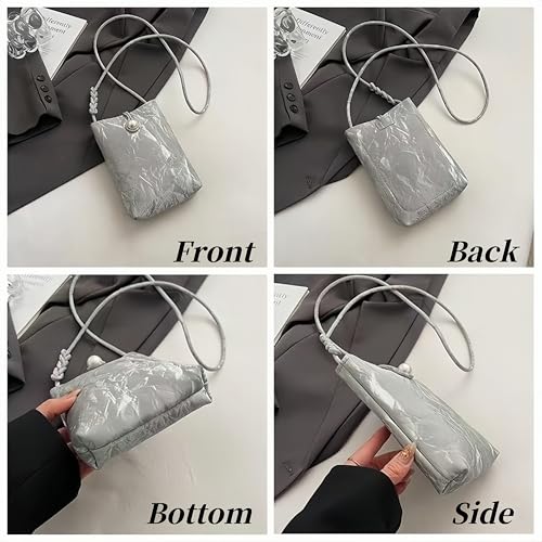 Women Mini Crossbody Bags Small Shoulder Bags CellPhone Purse Tassels Wallet Purse for Women - color: Silver