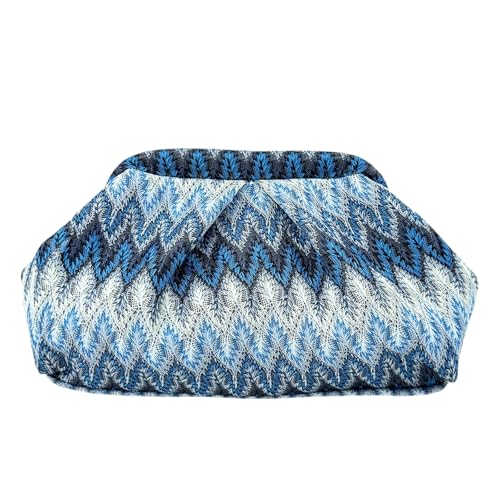 ENBEI Evening bag Clutch Purse for Women Metal Frame Closure Handmade bag for Wedding,Party Gift for women/grilfriend/mother - color: Blue Waves