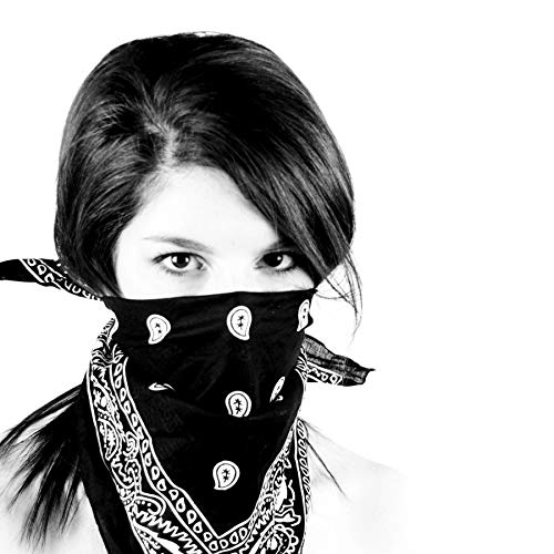 Pack of 3 X-Large Polyester Non Fading Paisley Bandanas 27 x 27 Inches by M.H.I. - color: Black