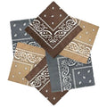 MDSTYLE 6 Pack 100% Cotton Bandanas 22” x 22" for Men & Women Paisley Handkerchief Headband Scarf Bandana - color: Brown X2, Tan X2, Grey X2