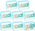 Kacctyen Clear Makeup Bag Bulk Summer Beach Sunscreen Pouch Waterproof Toiletry Cosmetic Zippered Organizer with Preppy Chenille Letter Patch(Beach,Lake Blue,8 Pcs) - color: Lake Blue, size: Beach