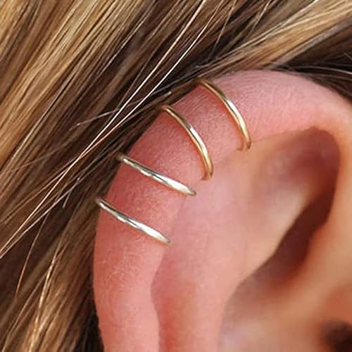 Ear Cuffs Non Piercing Sparkly Cuffs for Women Non Piercings Hypoallergenic Fake Piercings Sparkle Clip On Earrings Bling Cartilage Earring Ear Cuff Earrings for Women Dainty Earring - style: 2 - G 2PCS