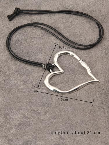 Jeilwiy Leather Necklace for Women Funky Necklace Choker String Cord Necklace with Pendant Boho Style Jewelry - style: Heart Pendant