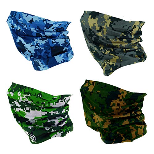4 Novelty Seamless Bandana Balaclava Face Cover Mask Shield Neck Gaiter Reusable Breathable Dustproof Windproof Unisex Marsh Forest Ocean Digital Camo Camouflage - color: 4x New Digital Camo Face Mask