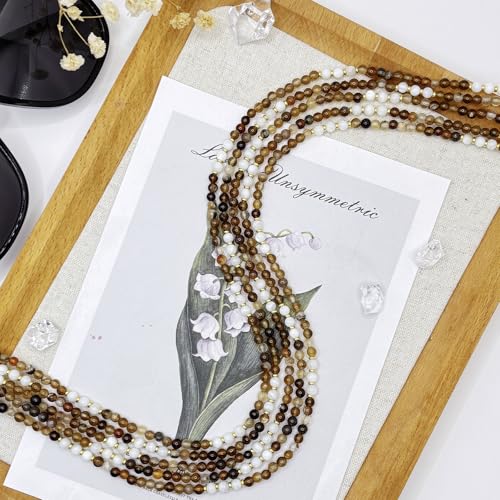 Damanse Beaded Glasses Chain,Eyeglass & Sunglass Strap For Women Stylish - color: Coffee Agate-shellwork
